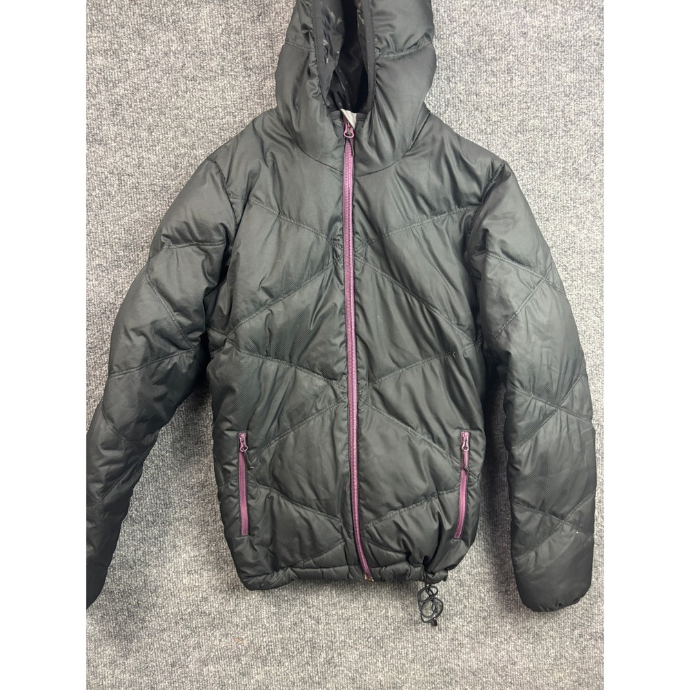 Merrell Puffer Jacket Women XS Black Goose Down SelectWarm Hooded Quilted 66658